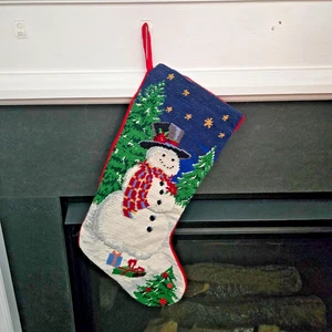 Needlepoint Stocking Snowman 18 x 11 inches Lined - Picture 1 of 6