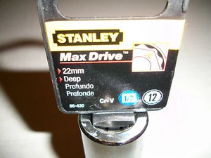 NEW STANLEY  1/2 in Drive Deep Socket    Metric     22mm - Picture 1 of 3
