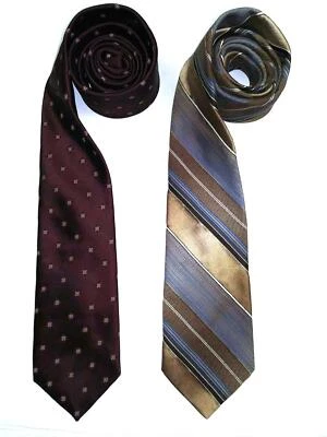 Corbata de cuello Sears para hombre vintage borgoña dorada lote de 2 funky hip graduación MOD AÑOS 70 Foto 1 de 4