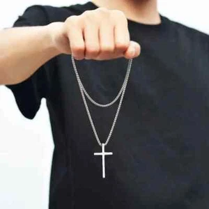 New Religion Christian Simple Necklace for Women Men Virgin Mary Jesus Cross - Picture 1 of 26