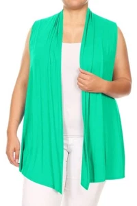 Solid Open Front Vest - Loose Fit, Long Body, Draped Neck, Asymmetrical Hem - Picture 1 of 20