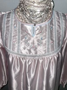 BARBIZON Camisón Mujer Rosa Franela Espalda Cálido Rosas Brillante Acogedor Vestido Largo*L - Imagen 1 de 15