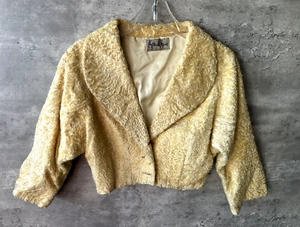 Vintage 1950s Mildred Moore Beverly Hills Gold Swakara Persian Lamb Jacket - Picture 1 of 7