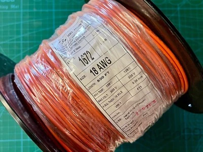18AWG UL1672 двойной изолированный ПВХ соединительный провод, 105C, оранжевый, 500 футов катушка - Изображение 1 из 4