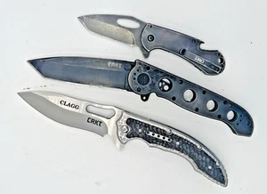 Knife Lot- Pocket Knives- CRKT CLAGG- Fossil Ikoma/Bev Edge Ochs/M16-04KS Carson - Picture 1 of 9