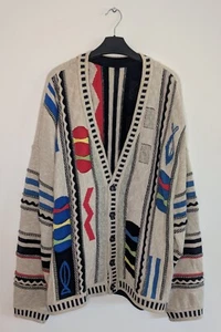 Cárdigan Carlo Colucci Vintage Patrón Indio Colorido Estilo Coogi Informal - Imagen 1 de 11