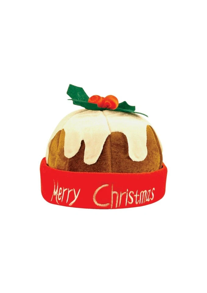 Novelty Adult Christmas Pudding Hat Xmas Party Food Men Womens Fancy Dress Pud