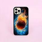 Custodia/cover telefono pallacanestro fiamme fuoco ragazzi blu per iPhone Samsung Galaxy