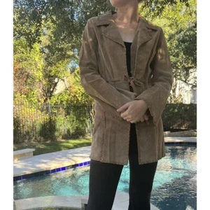 Vintage Wet Seal Suede Jacket Size Large Boho western 70s Whip Stitch fall - Picture 1 of 14