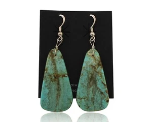 Santo Domingo Earrings 925 Silver Natural Turquoise Native Artist C.80's - Picture 1 of 9
