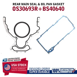 Engine Oil Pan Gasket & Rear Main Seal Fit for GMC Sierra 1500 1999-2011 2013 US - Picture 1 of 11