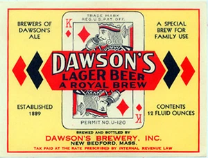 DAWSON'S BREWING LAGER BEER LABEL T SHIRT NEW BEDFORD SMALL-XXXLARGE - Picture 1 of 1