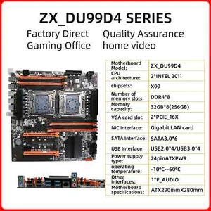 X99 Dual CPU Motherboard, ZX-DU99D4X8, V1.1 Slot, Intel X99 Puce, Supports LGA T - Bild 1 von 4