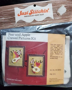 Lee Wards "Pear and Apple" Crewel Embroidery Kit Size Each 4" x 5" - Picture 1 of 3