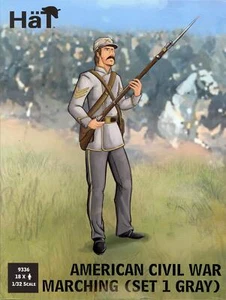 HaT Miniatures 1/32 AMERICAN CIVIL WAR MARCHING FIGURES Set 1 (GRAY) - Picture 1 of 3