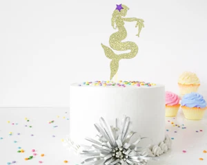 Mermaid Baby Shower Cake Topper, Pregnant Mermaid, Under the Sea Baby Shower - Picture 1 of 3