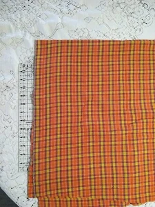 Homespun Style Plaid Fabric Orange Yellow Red Check Cotton Woven 16" x 46" - Picture 1 of 3