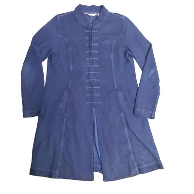 Soft Surroundings Medium Blue A Game Mandarin Military Jacket Clasp Close - Image 1 of 4