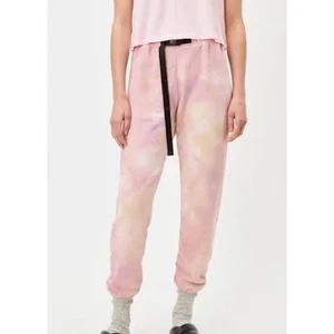 John Elliott Belted Sweatpants Super Bloom Pink Tie Dye Women's Sz 3/Large NWT - Picture 1 of 6