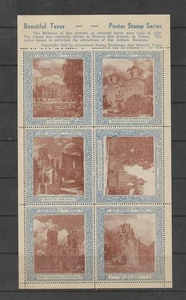 Estampillas/etiquetas póster de Estados Unidos: hermosa serie Texas 1940 (punta de flecha), hoja/6; MNH - Imagen 1 de 1