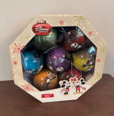 VINTAGE-Disney Store Nightmare Before Christmas Tree Ball Ornament Box Set of 7  - Image 1 of 4