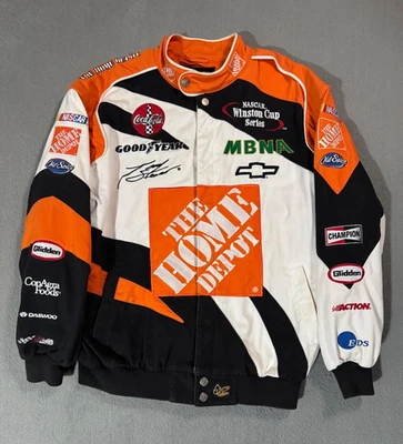 Tony Stewart Home Depot Vtg Sharktooth NASCAR Winston Coca Cola Jacket Coat -L - Image 1 of 4