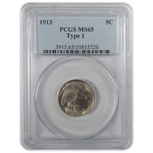 1913 Type 1 Buffalo Nickel MS 65 PCGS Uncirculated 5c Coin SKU:I20026 - Picture 1 of 4