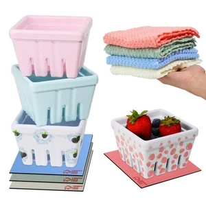 Ceramic Berry Basket Colander Fruit Bowl – Set of 4-Piece Decorative Fruit - Picture 1 of 7