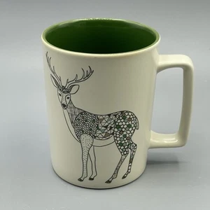 Starbucks Tazza Cervo Mosaico Tazza Caffè 12oz 2017 Bianco Verde - Foto 1 di 7