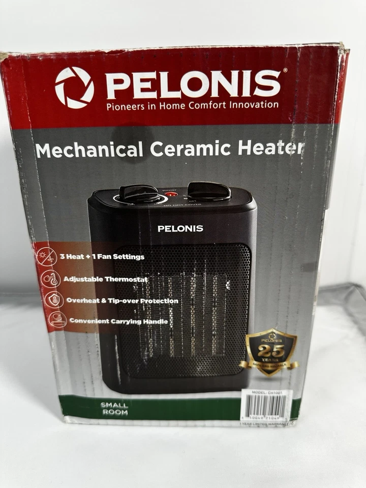 Pelonis 9” Mechanical Ceramic Space Heater 1500 Watt W/ Thermostat CH1001