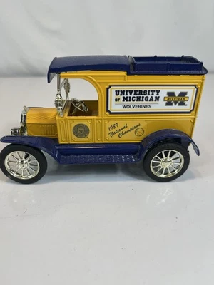 Diecast Bank 1913 Ford Model T Van University of Michigan Ertl Co Key Replica - Image 1 of 4