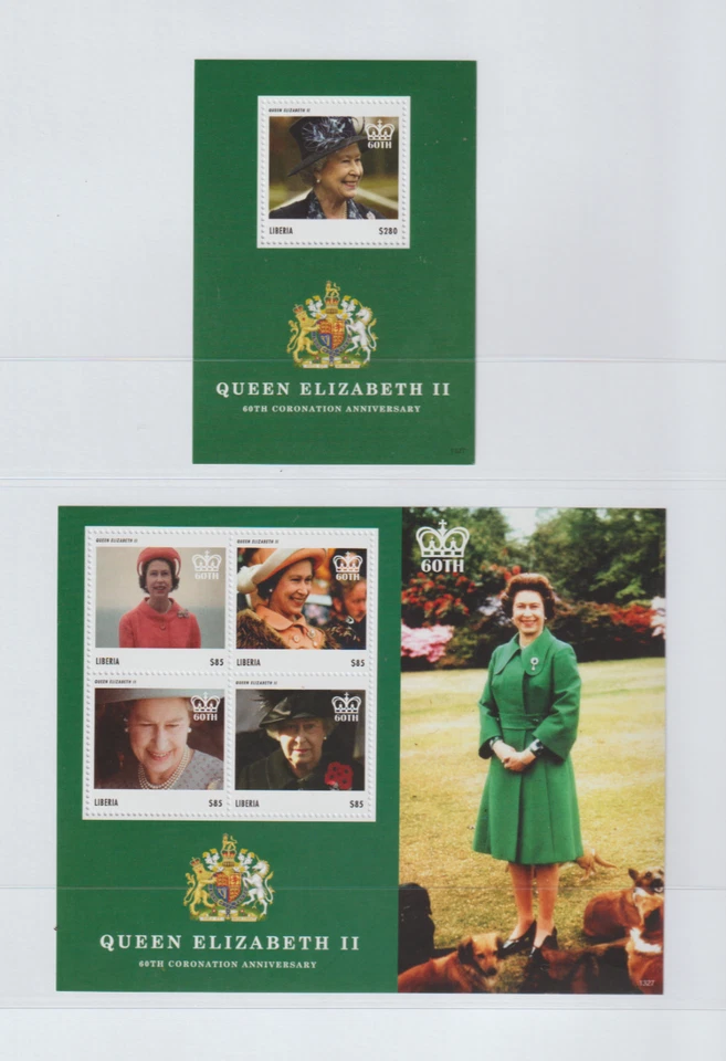 Liberia 2013 QE 11 60 Aniversario Coronación x 2 M/Hojas MNH Foto 1 de 1