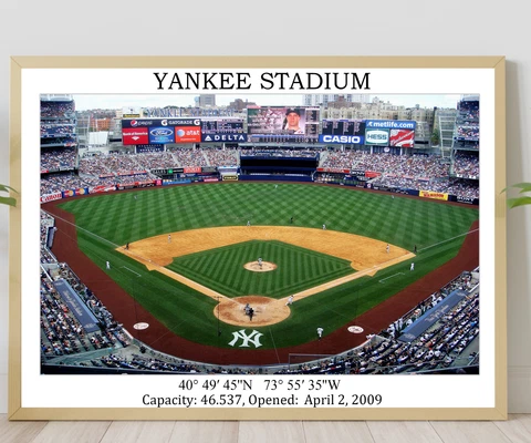 Yankee Stadium Stadium Print Poster, New York Yankees Baseball Stadium Wall Art Cover