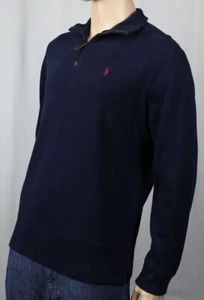 Polo Ralph Lauren Navy Blue 1/2 Half Zip Sweater Burgundy Pony NWT - Picture 1 of 1