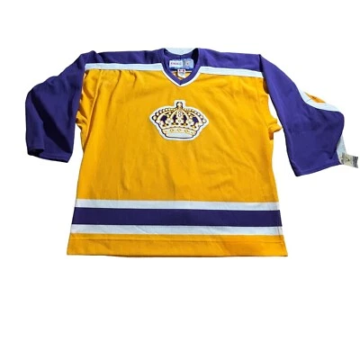 Authentic CCM Vintage Los Angeles Kings Jersey Size 56 Yellow Purple Retro XXL - Image 1 of 4