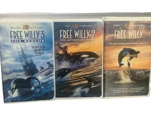 Free Willy Whole Set 1 2 3 VHS The Rescue Warner Bros. The Adventure Home - Picture 1 of 6