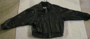 Euro Mono Of California Vintage Bike Bomber Leather Jacket Black Men Size XLarge - Picture 1 of 9