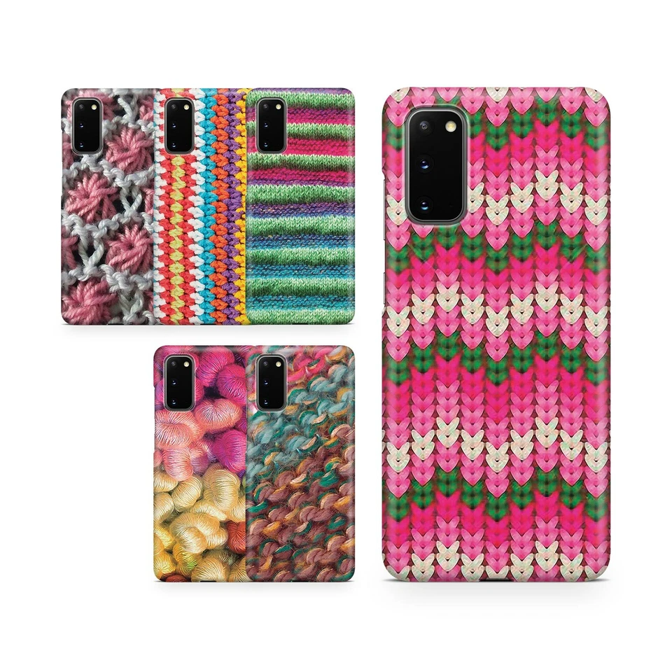 CASE FOR SAMSUNG S24 S23 S22 S20 S10 S8 S9 S7 HARD PHONE COVER WOOL YARN KNITTED - Image 1 of 1