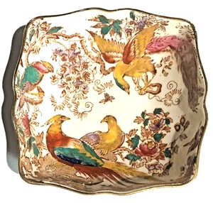 Vintage ROYAL CROWN DERBY Olde Avesbury Fine Bone China Trinket Pin Dish Square - Picture 1 of 5
