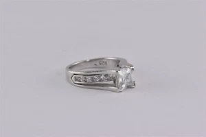Juego de Canales Solitario Plata Esterlina Levantado Princesa Corte Corte Solitario Talla 925 Talla: 4 - Imagen 1 de 7