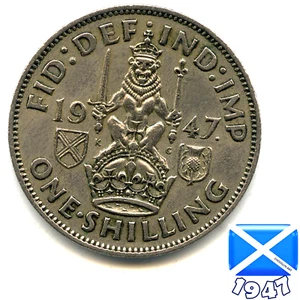 Una moneda escocesa de 1 chelín de George VI 1947, ¡78 AÑOS! - Imagen 1 de 2