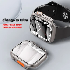 For Apple Watch 38/40/41/44/45mm Change To Ultra Cover Crown PC Protective Case - Picture 1 of 22