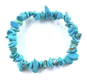Pulsera elástica de piedras preciosas naturales azul turquesa - Imagen 1 de 1