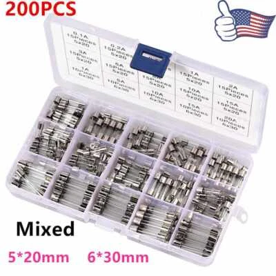 高品质玻璃保险丝分类套件 - 200 件 - 5x20 毫米 & 6x30 毫米 - 250 伏 — 第 1/4 张图片