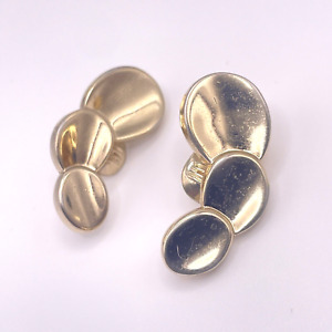 Monet Earrings Clip On Gold tone Statement Stud Estate Costume Jewelry