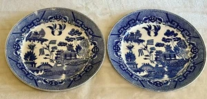2 platos de porcelana vintage con patrón de sauce azul de Japón - Imagen 1 de 5