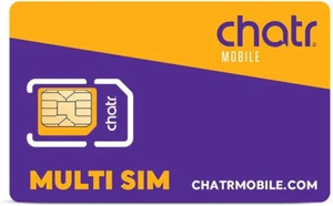 Carte Multi Sim Prépayée Chatr Mobile 4G LTE - Nano Micro Standard 3 en 1 - Photo 1 sur 3