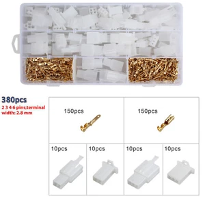 380Pcs 2.8mm 2/3/4/6-Pin Car Electrical Wire Cable Connector Terminal Plug Kit - Bild 1 von 11