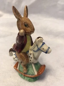 Royal Doulton BUNNYKINS Tally Ho! Porcelain Figurine Rocking Horse DB12 1974 Pr2 - Picture 1 of 7