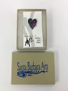 Handmade Heart Brooch Santa Barbara Arts Follow Your Heart 3cm FREEUKPP  J8 O705 - Picture 1 of 10